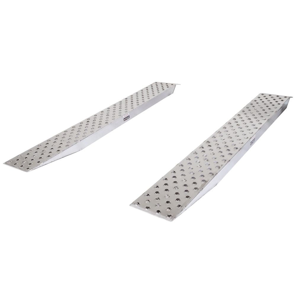 05-16-120-06-P 10' L X 16" W EZ Traction Aluminum Car Trailer Ramps, Plate End, Knife Foot - 5,000 lb. Per Axle - Image 1