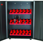Wall Tree Locker - Hold 18 Pcs. 40 Taper - Textured Black with Red Shelves