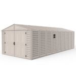10.5×23 ft Vinyl Garage, Vinyl Storage Shed with Foundation, 2 Windows & Side Doors - Image 2