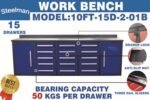 10ft Workbench Storage Cabinet with 15 Drawers & 2 Cabinets - Image 7