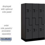 12" Wide Double Tier 'S' Style Designer Wood Locker - 3 Wide - 5 Feet High - 21" Deep by Salsbury