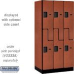 12" Wide Double Tier 'S' Style Designer Wood Locker - 3 Wide - 6 Feet High - 21" Deep by Salsbury - Image 11
