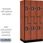 12" Wide Double Tier 'S' Style Designer Wood Locker - 3 Wide - 6 Feet High - 21" Deep by Salsbury - Image 14
