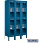 12" Wide Double Tier See-Through Metal Locker - 3 Wide - 5 Feet High - 12" Deep by Salsbury