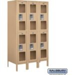12" Wide Double Tier See-Through Metal Locker - 3 Wide - 5 Feet High - 18" Deep by Salsbury - Image 6