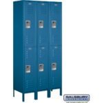 12" Wide Double Tier Standard Metal Locker - 3 Wide - 6 Feet High - 15" Deep by Salsbury