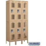 12" Wide Double Tier Vented Metal Locker - 3 Wide - 6 Feet High - 15" Deep by Salsbury - Image 5