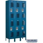 12" Wide Double Tier Vented Metal Locker - 3 Wide - 6 Feet High - 15" Deep by Salsbury