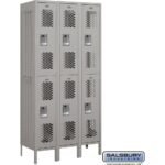 12" Wide Double Tier Vented Metal Locker - 3 Wide - 6 Feet High - 18" Deep by Salsbury - Image 4