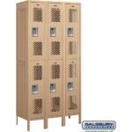 12" Wide Double Tier Vented Metal Locker - 3 Wide - 6 Feet High - 18" Deep by Salsbury - Image 5