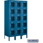 12" Wide Five Tier Box Style See-Through Metal Locker - 3 Wide - 5 Feet High - 15" Deep by Salsbury - Image 2