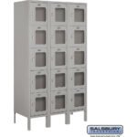 12" Wide Five Tier Box Style See-Through Metal Locker - 3 Wide - 5 Feet High - 15" Deep by Salsbury - Image 4