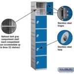 12" Wide Five Tier Plastic Locker - 1 Wide - 6 Feet High - 18" Deep by Salsbury - Image 7