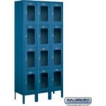 12" Wide Four Tier See-Through Metal Locker - 3 Wide - 6 Feet High - 12" Deep by Salsbury
