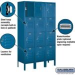12" Wide Four Tier Standard Metal Locker - 3 Wide - 5 Feet High - 12" Deep by Salsbury - Image 7