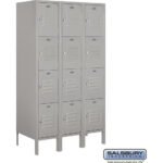 12" Wide Four Tier Standard Metal Locker - 3 Wide - 5 Feet High - 18" Deep by Salsbury - Image 4