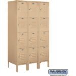 12" Wide Four Tier Standard Metal Locker - 3 Wide - 5 Feet High - 18" Deep by Salsbury - Image 6