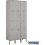 12" Wide Four Tier Standard Metal Locker - 3 Wide - 6 Feet High - 12" Deep by Salsbury - Image 4