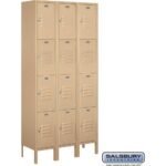 12" Wide Four Tier Standard Metal Locker - 3 Wide - 6 Feet High - 12" Deep by Salsbury - Image 6