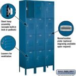 12" Wide Four Tier Standard Metal Locker - 3 Wide - 6 Feet High - 12" Deep by Salsbury - Image 7