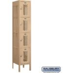 12" Wide Four Tier Vented Metal Locker - 1 Wide - 5 Feet High - 15" Deep by Salsbury