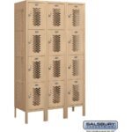 12" Wide Four Tier Vented Metal Locker - 3 Wide - 5 Feet High - 15" Deep by Salsbury