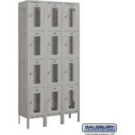 12" Wide Four Tier Vented Metal Locker - 3 Wide - 6 Feet High - 12" Deep by Salsbury - Image 3