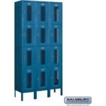 12" Wide Four Tier Vented Metal Locker - 3 Wide - 6 Feet High - 12" Deep by Salsbury