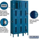 12" Wide Four Tier Vented Metal Locker - 3 Wide - 6 Feet High - 12" Deep by Salsbury - Image 7