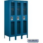 12" Wide Single Tier See-Through Metal Locker - 3 Wide - 5 Feet High - 18" Deep by Salsbury