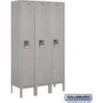 12" Wide Single Tier Standard Metal Locker - 3 Wide - 5 Feet High - 12" Deep by Salsbury - Image 4
