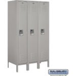 12" Wide Single Tier Standard Metal Locker - 3 Wide - 5 Feet High - 18" Deep by Salsbury - Image 4