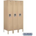 12" Wide Single Tier Standard Metal Locker - 3 Wide - 5 Feet High - 18" Deep by Salsbury - Image 6