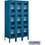 12" Wide Triple Tier See-Through Metal Locker - 3 Wide - 5 Feet High - 15" Deep by Salsbury