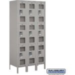 12" Wide Triple Tier See-Through Metal Locker - 3 Wide - 6 Feet High - 18" Deep by Salsbury - Image 4