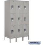 12" Wide Triple Tier Standard Metal Locker - 3 Wide - 5 Feet High - 18" Deep by Salsbury - Image 4