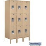 12" Wide Triple Tier Standard Metal Locker - 3 Wide - 5 Feet High - 18" Deep by Salsbury - Image 6