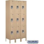 12" Wide Triple Tier Standard Metal Locker - 3 Wide - 6 Feet High - 15" Deep by Salsbury - Image 5