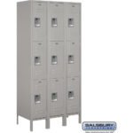 12" Wide Triple Tier Standard Metal Locker - 3 Wide - 6 Feet High - 18" Deep by Salsbury - Image 4