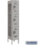 12" Wide Triple Tier Vented Metal Locker - 1 Wide - 5 Feet High - 15" Deep by Salsbury - Image 4