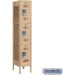12" Wide Triple Tier Vented Metal Locker - 1 Wide - 5 Feet High - 15" Deep by Salsbury - Image 5