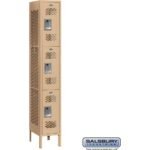 12" Wide Triple Tier Vented Metal Locker - 1 Wide - 6 Feet High - 12" Deep by Salsbury - Image 5
