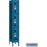 12" Wide Triple Tier Vented Metal Locker - 1 Wide - 6 Feet High - 12" Deep by Salsbury