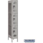 12" Wide Triple Tier Vented Metal Locker - 1 Wide - 6 Feet High - 18" Deep by Salsbury - Image 3