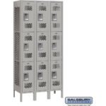 12" Wide Triple Tier Vented Metal Locker - 3 Wide - 6 Feet High - 12" Deep by Salsbury - Image 4