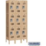 12" Wide Triple Tier Vented Metal Locker - 3 Wide - 6 Feet High - 12" Deep by Salsbury - Image 6