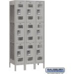 12" Wide Triple Tier Vented Metal Locker - 3 Wide - 6 Feet High - 15" Deep by Salsbury - Image 3