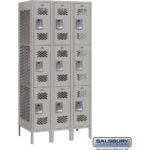 12" Wide Triple Tier Vented Metal Locker - 3 Wide - 6 Feet High - 18" Deep by Salsbury - Image 4