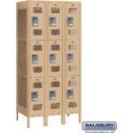 12" Wide Triple Tier Vented Metal Locker - 3 Wide - 6 Feet High - 18" Deep by Salsbury - Image 6