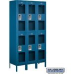 15" Wide Double Tier See-Through Metal Locker - 3 Wide - 6 Feet High - 15" Deep by Salsbury